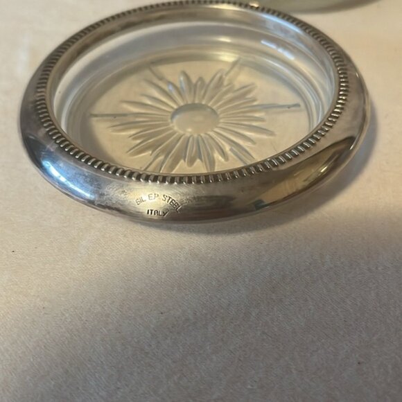 Sliver plated and crystal stacking coasters made in Italy - Picture 3 of 4